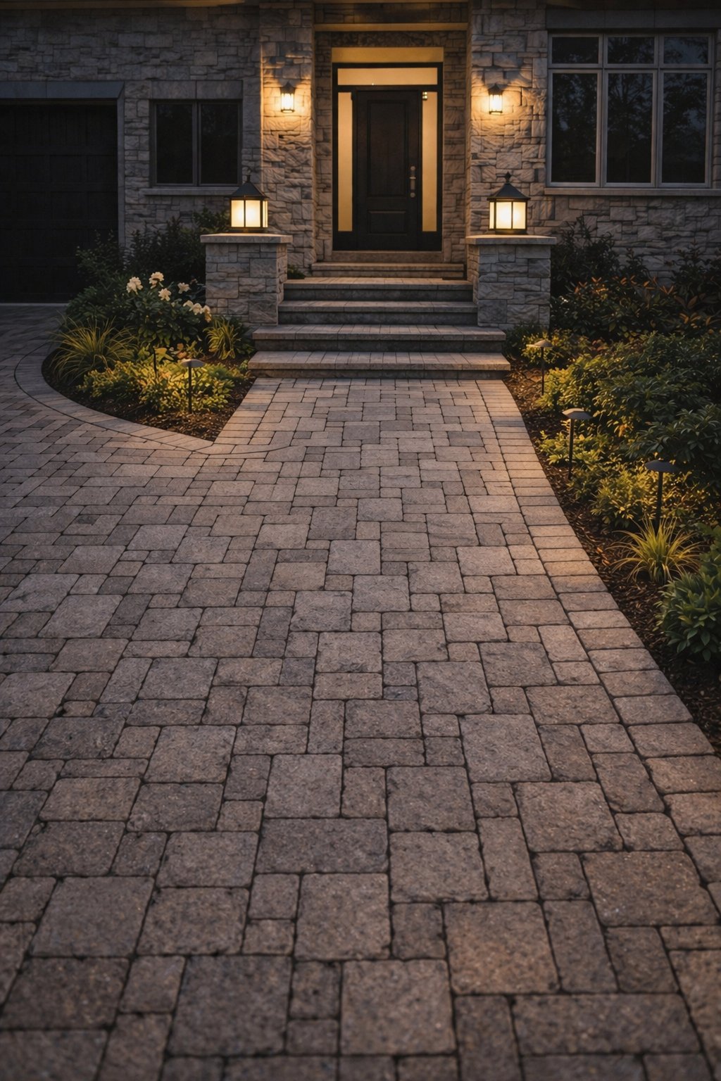 Beautiful front entryway with natural stone — MBP Outdoor Services Saugeen Shores